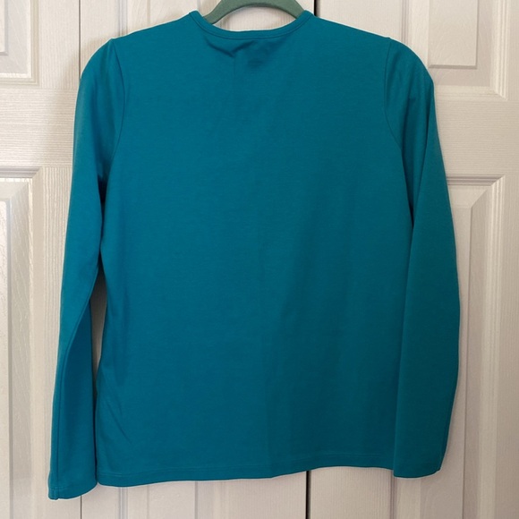 L.L. Bean Teal Supima Cotton Long Sleeve Crewneck - Picture 2 of 3